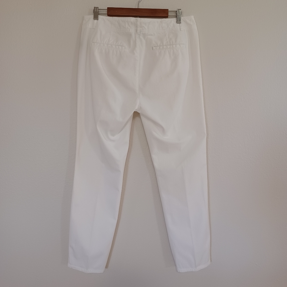 Lauren Ralph Lauren White Straight-Leg Pants with Leather Detail - Size 12 - Picture 3 of 11